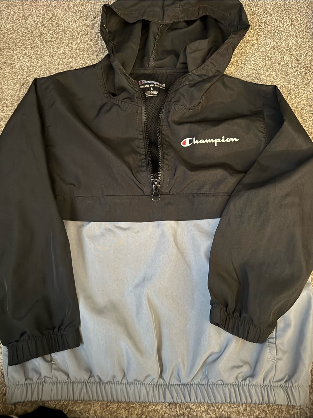 Champion Kids Hooded Pullover Raincoat - Black & Light Gray